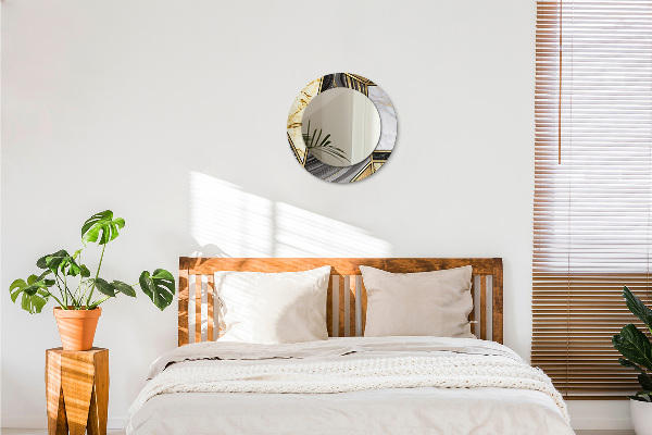 Rund spegel elegant Marmor agat och guld