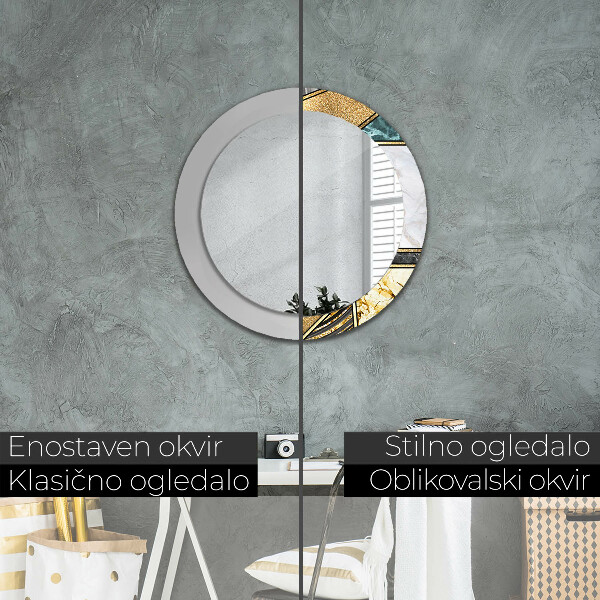 Rund spegel elegant Marmor agat och guld