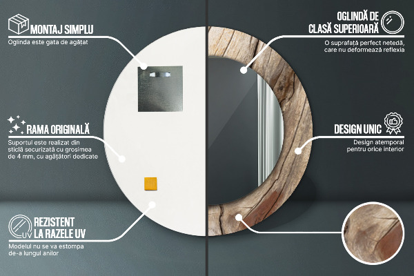 Rund spegel elegant Sprucket trä