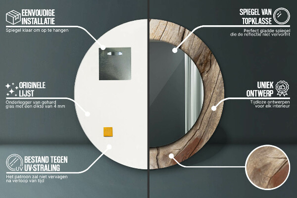 Rund spegel elegant Sprucket trä