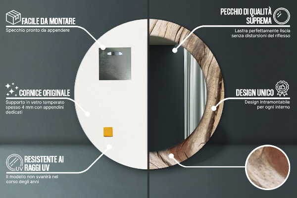 Rund spegel elegant Sprucket trä