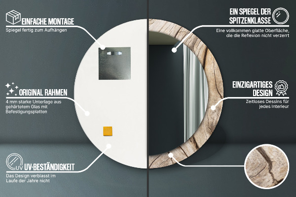 Rund spegel elegant Sprucket trä