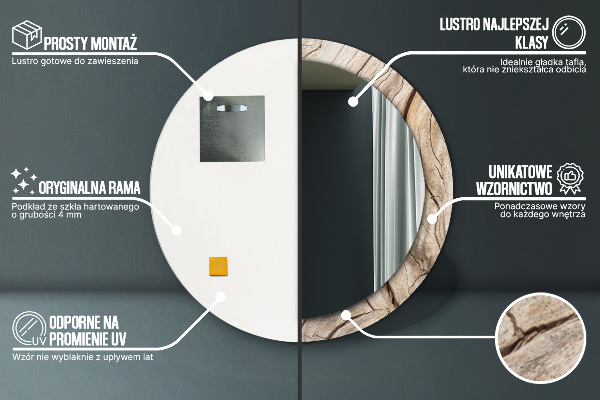 Rund spegel elegant Sprucket trä