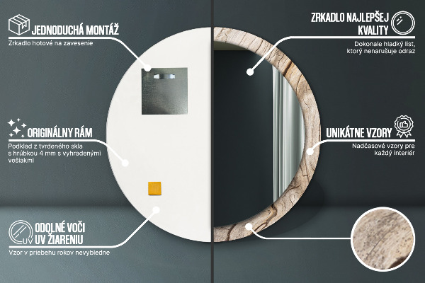 Rund spegel elegant Sprucket trä