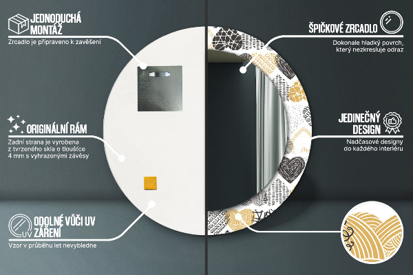 Rund spegel elegant Doodle hjärtan