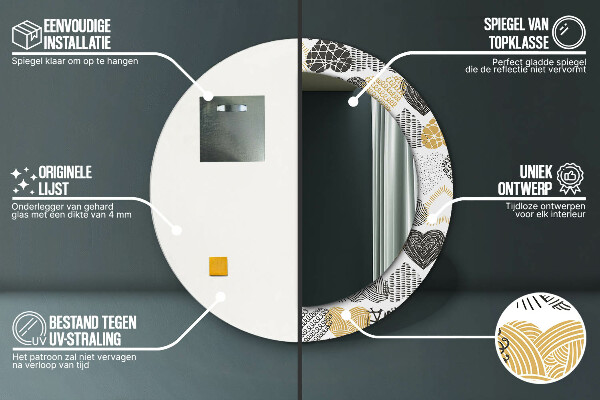 Rund spegel elegant Doodle hjärtan