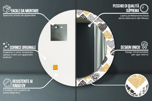 Rund spegel elegant Doodle hjärtan