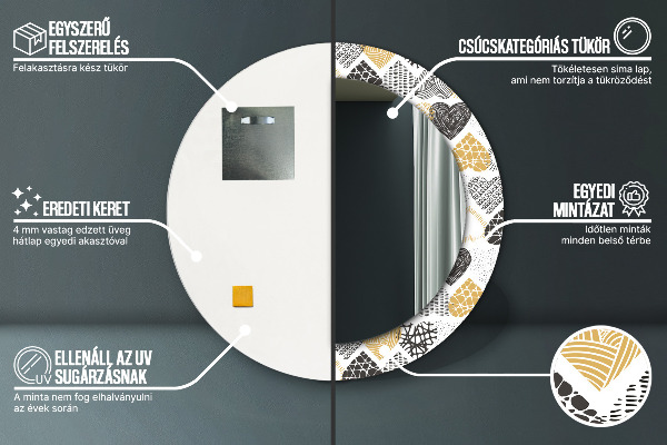 Rund spegel elegant Doodle hjärtan