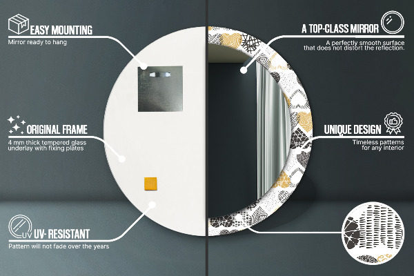 Rund spegel elegant Doodle hjärtan