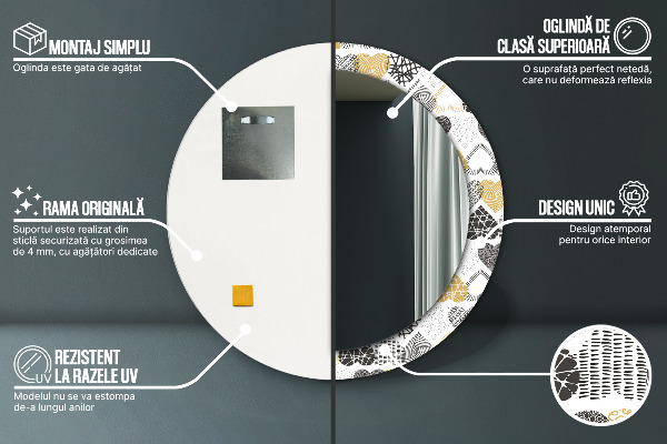 Rund spegel elegant Doodle hjärtan