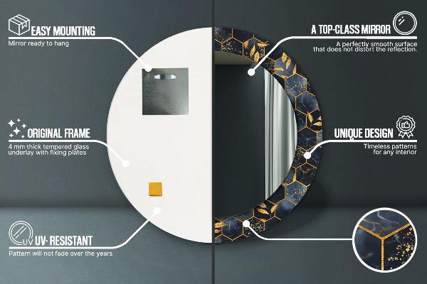 Rund spegel elegant Marmor hexagon