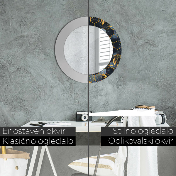 Rund spegel elegant Marmor hexagon