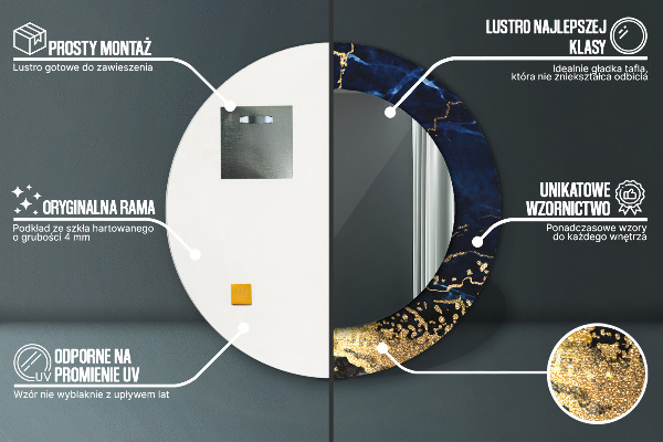 Rund spegel elegant Blå marmor