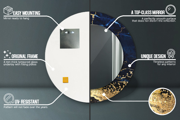 Rund spegel elegant Blå marmor