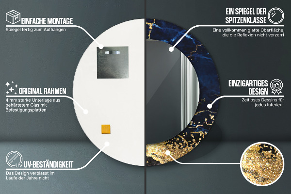 Rund spegel elegant Blå marmor