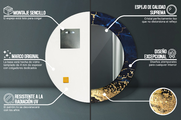 Rund spegel elegant Blå marmor