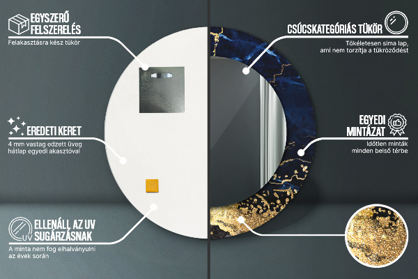 Rund spegel elegant Blå marmor