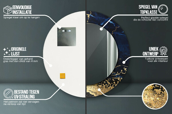 Rund spegel elegant Blå marmor