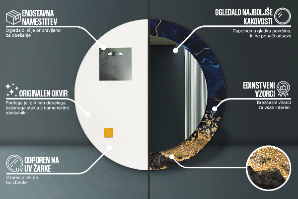 Rund spegel elegant Blå marmor