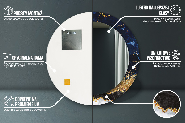 Rund spegel elegant Blå marmor