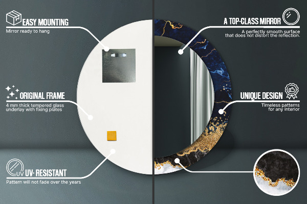 Rund spegel elegant Blå marmor