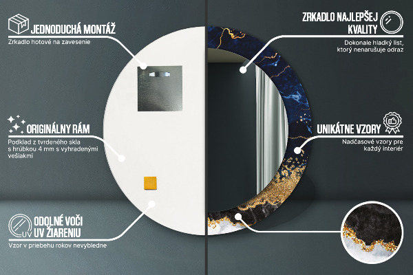 Rund spegel elegant Blå marmor