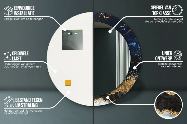 Rund spegel elegant Blå marmor