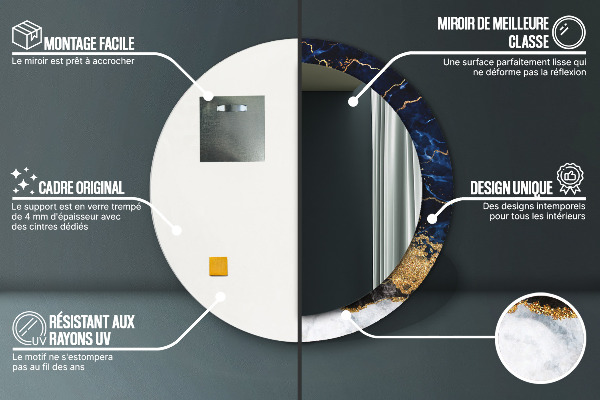 Rund spegel elegant Blå marmor