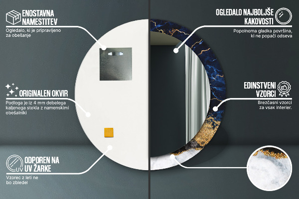 Rund spegel elegant Blå marmor