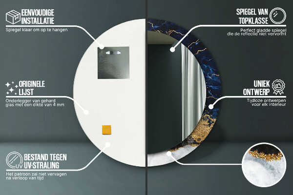 Rund spegel elegant Blå marmor