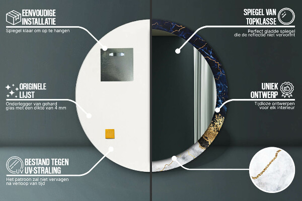 Rund spegel elegant Blå marmor