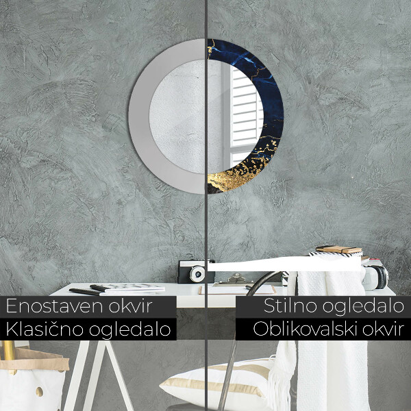 Rund spegel elegant Blå marmor