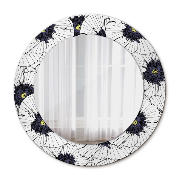 Rund spegel elegant Linjära blommor sammansättning