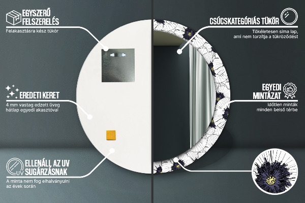 Rund spegel elegant Linjära blommor sammansättning