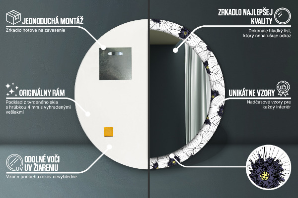 Rund spegel elegant Linjära blommor sammansättning