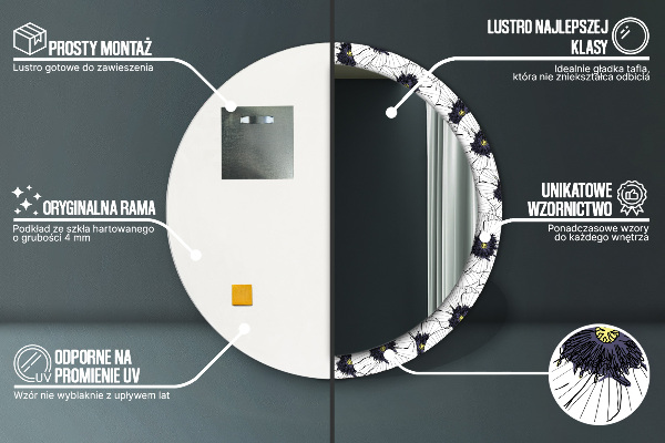 Rund spegel elegant Linjära blommor sammansättning