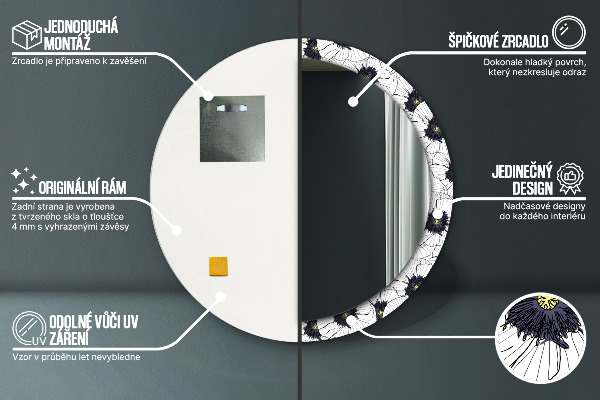 Rund spegel elegant Linjära blommor sammansättning