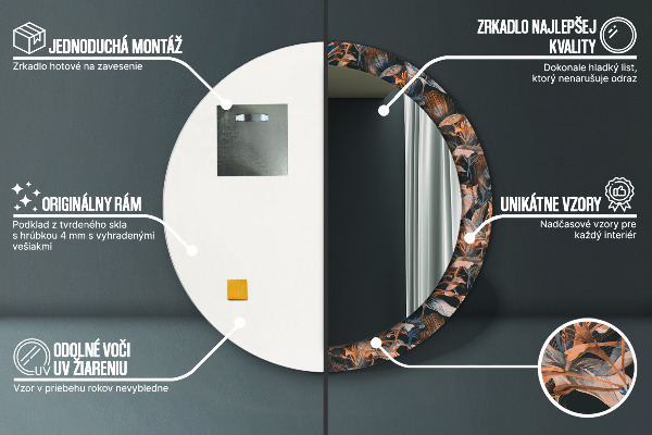 Rund spegel elegant Mörka tropiska löv