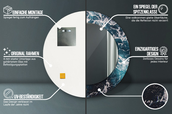 Rund spegel elegant Stormigt hav