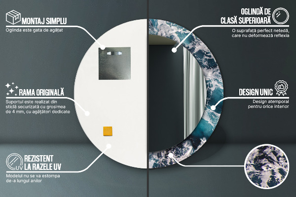 Rund spegel elegant Stormigt hav