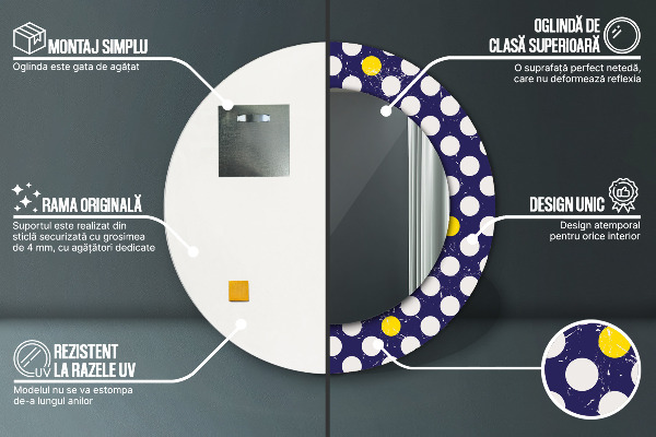 Rund spegel elegant Retro prickar