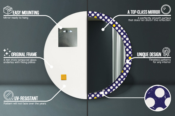 Rund spegel elegant Retro prickar