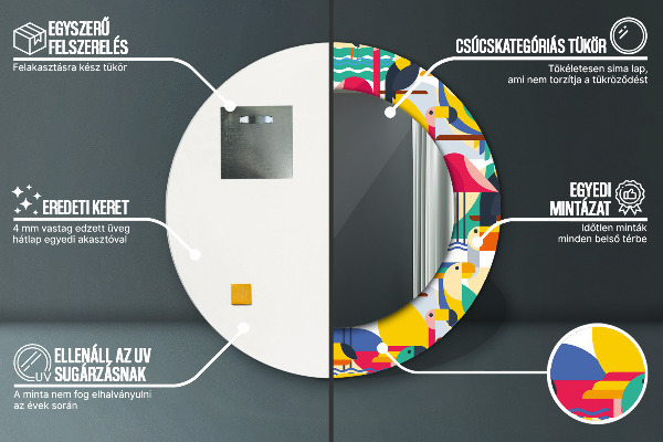 Rund spegel elegant Geometriska tropiska fåglar