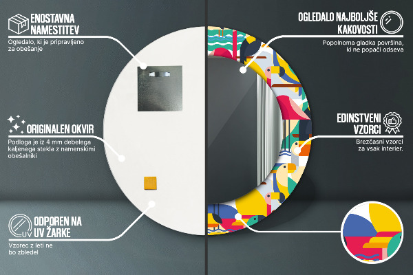 Rund spegel elegant Geometriska tropiska fåglar