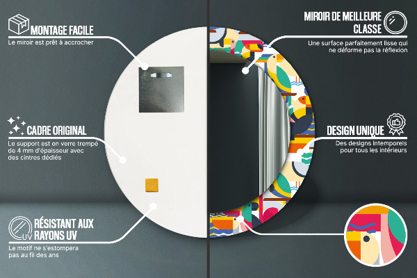 Rund spegel elegant Geometriska tropiska fåglar