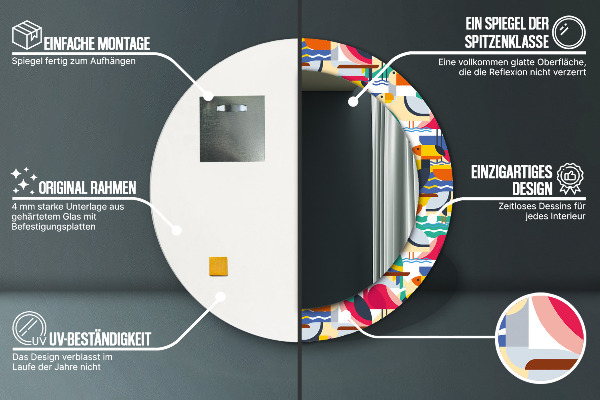 Rund spegel elegant Geometriska tropiska fåglar