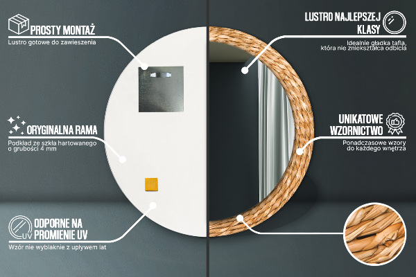 Rund spegel elegant Vass textur