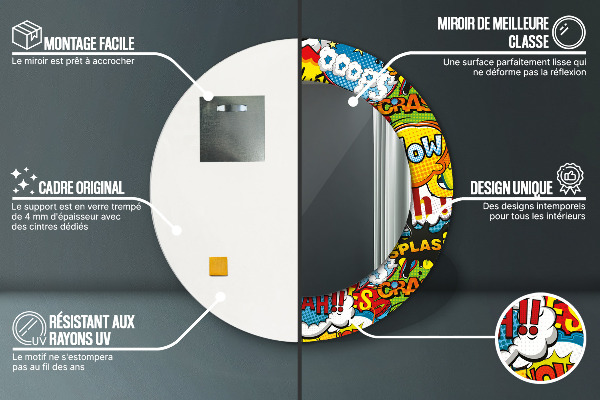 Rund spegel elegant Mönster i serietidningsstil