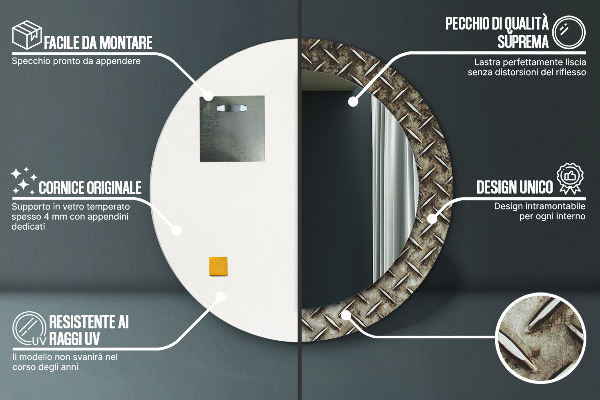 Rund spegel elegant Stål textur