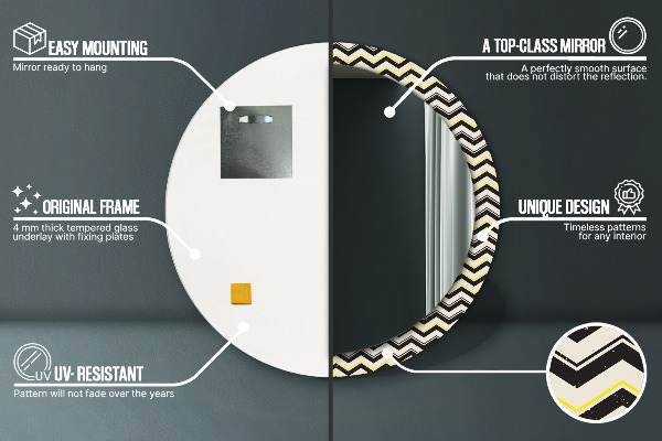 Rund spegel elegant Sicksack mönster